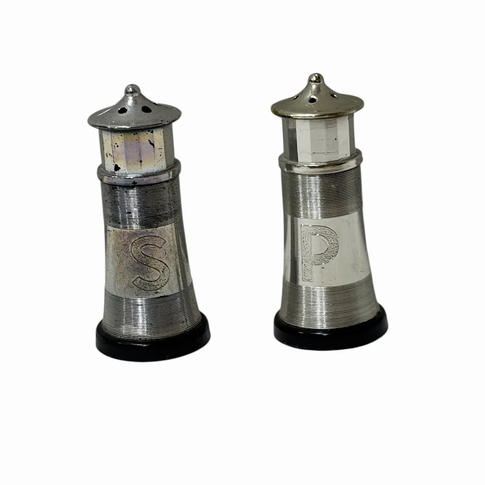 Vintage Rook‎ Chess Pieces Silver Plastic Salt and Pepper Shakers